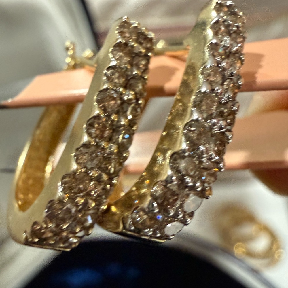 Elegant Gold and diamond Hoop Earrings